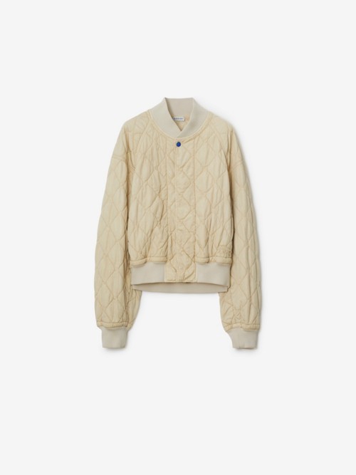 Burberry Quilted Nylon Bomber Jacket In Neutrals