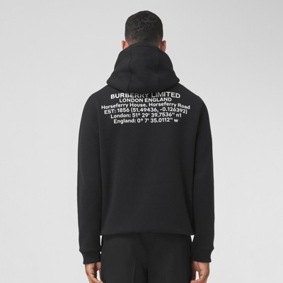 Location Print Cotton Blend Hoodie in Black - Men | Burberry® Official