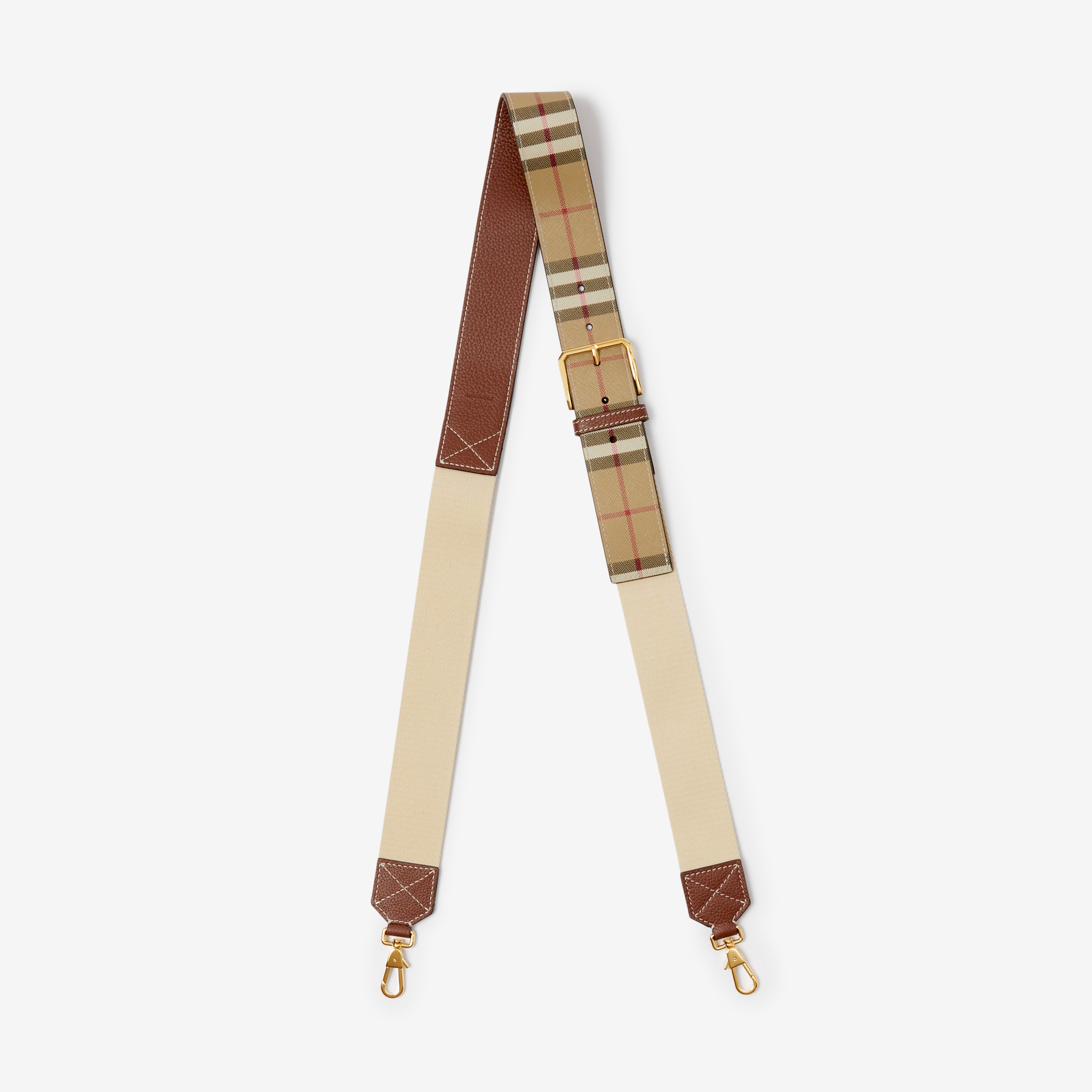 Check and Leather Bag Strap in Tan - Women | Burberry® Official - 2