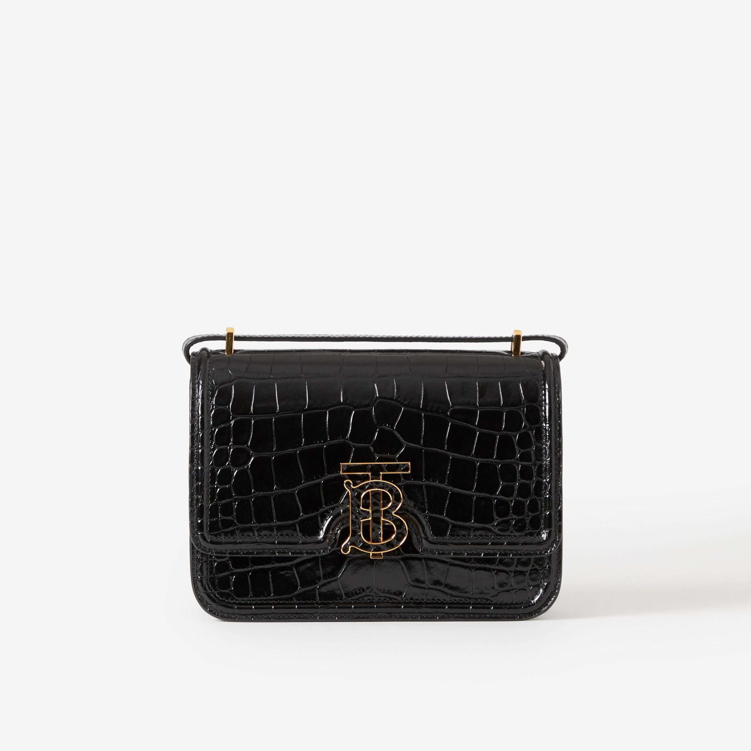 Embossed Leather Small TB Bag in Black - Women | Burberry® Official
