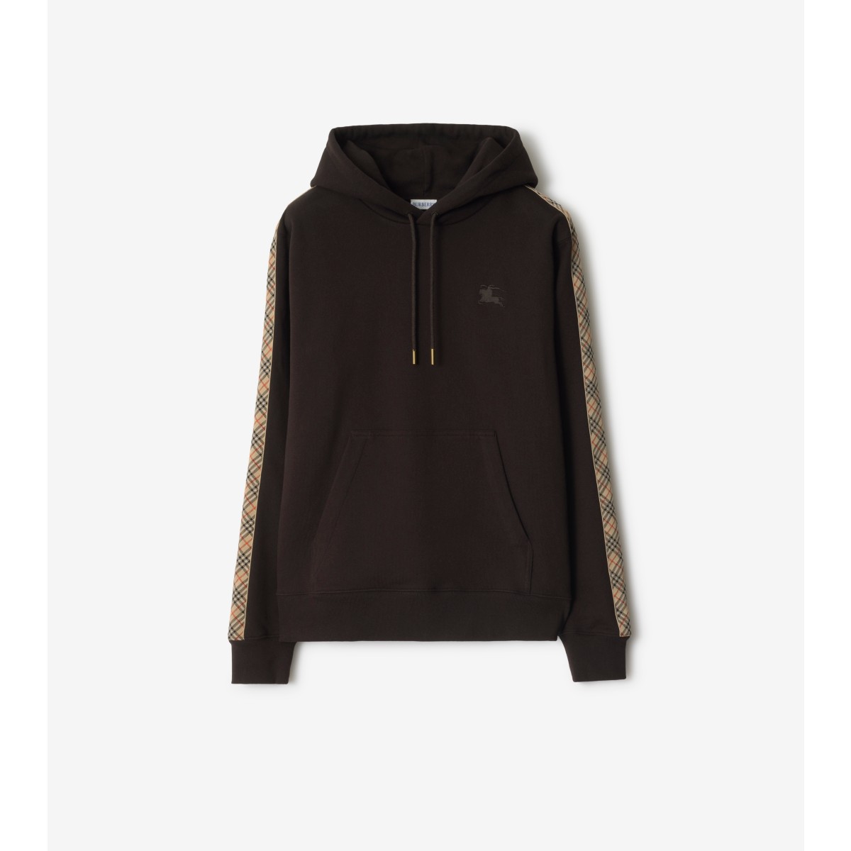 Check Trim Cotton Hoodie