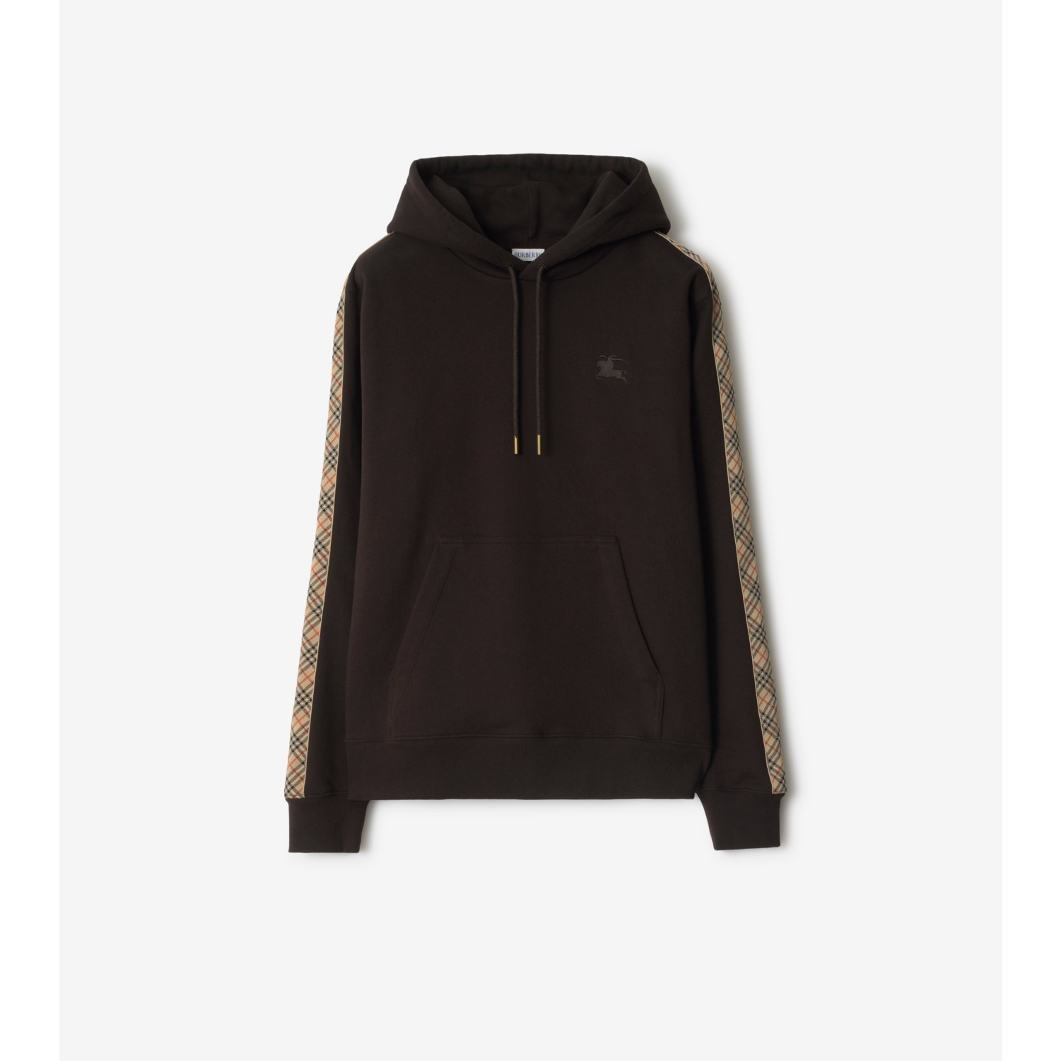 Check Trim Cotton Hoodie