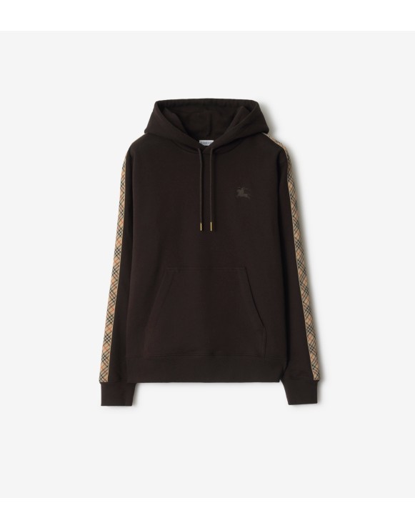 Check Trim Cotton Hoodie