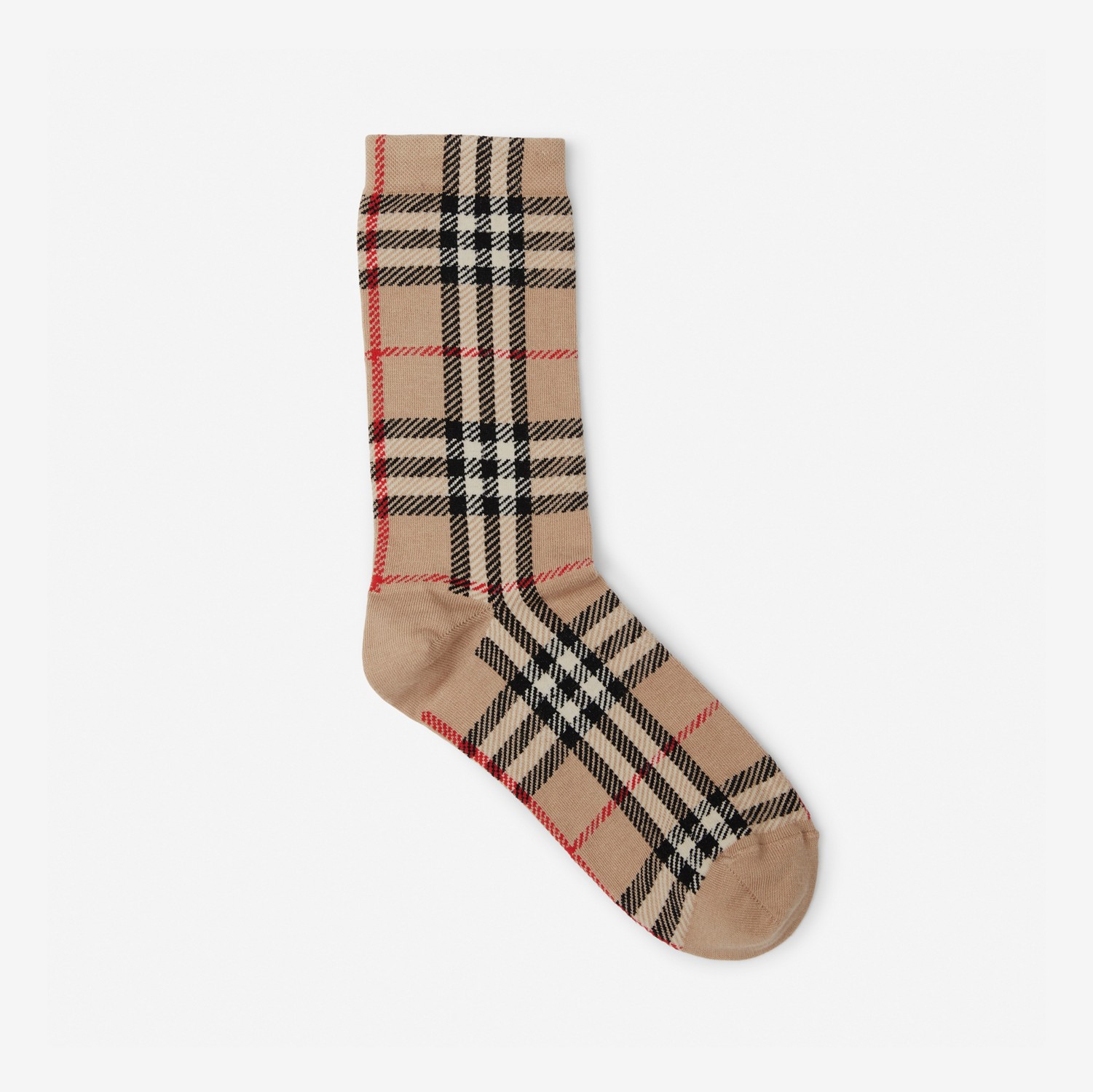 Vintage Check Intarsia Cotton Cashmere Blend Socks in Archive Beige | Burberry® Official