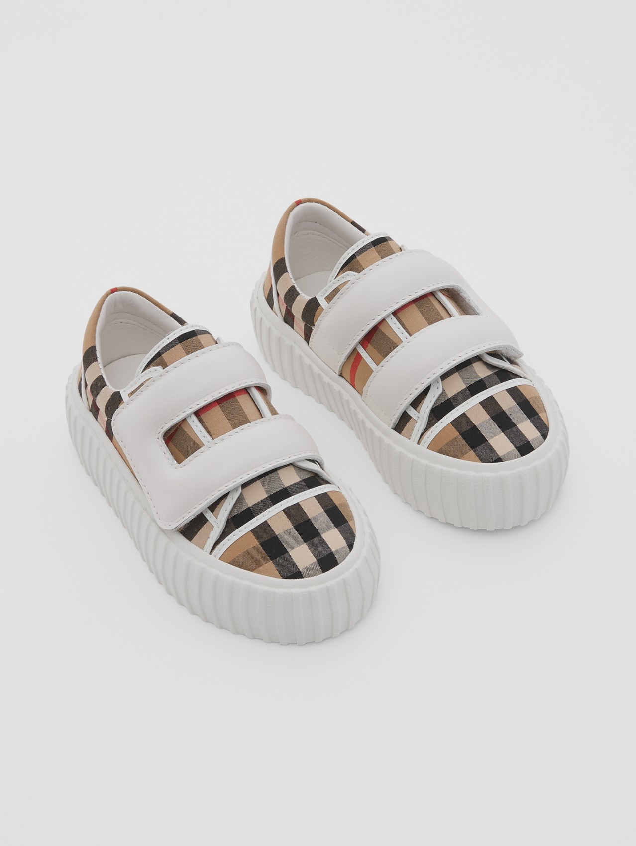 Vintage Check Cotton and Leather Sneakers in Archive Beige