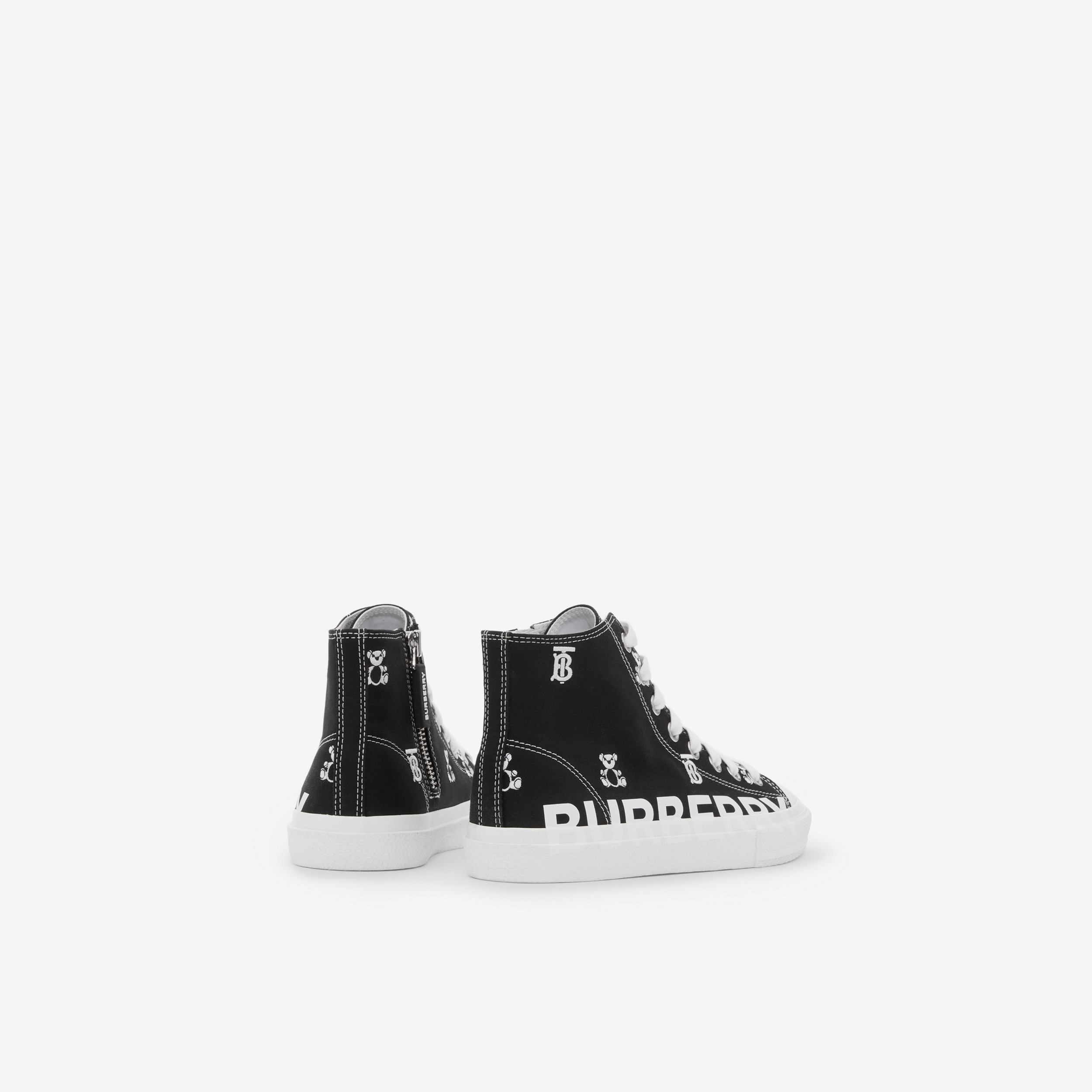 Sneakers montantes en gabardine à imprimé montage (Noir) - Enfant | Site officiel Burberry® - 3