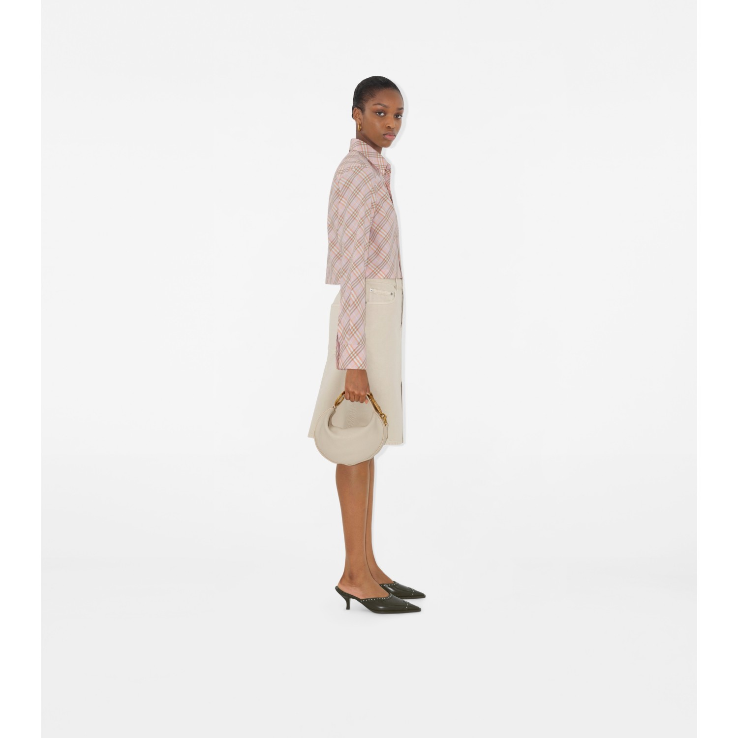Cropped Check Cotton Shirt - thumbnail 3