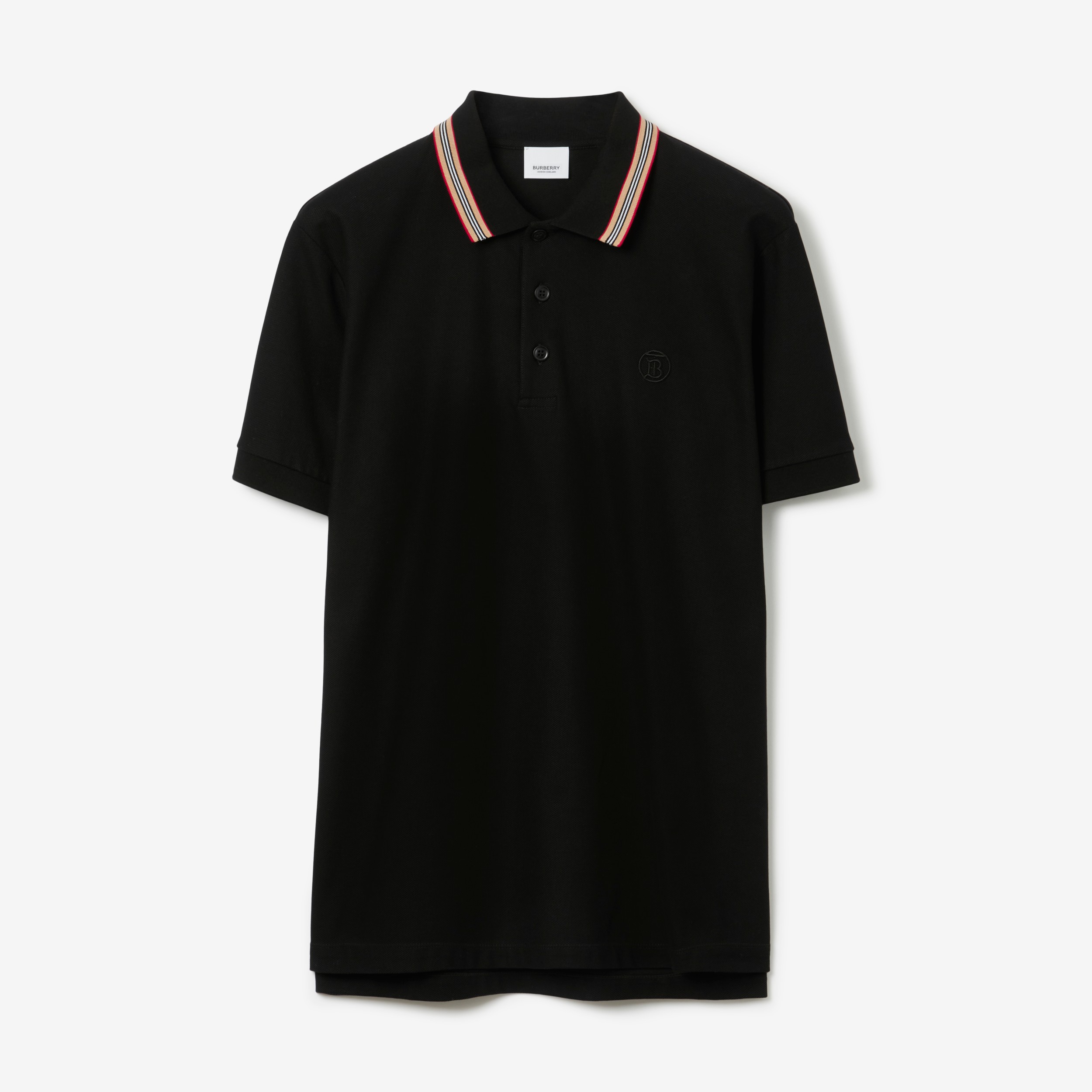 Icon Stripe Collar Cotton Polo Shirt in Black | Burberry® Official