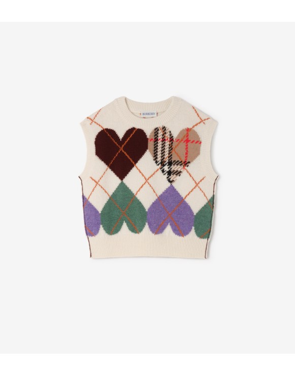 Heart Argyle Wool Sweater Vest