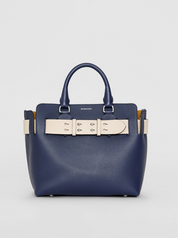 Women S Bags Check Leather Tote Burberry United Kingdom The Small Leather Belt Bag In Regency Blue