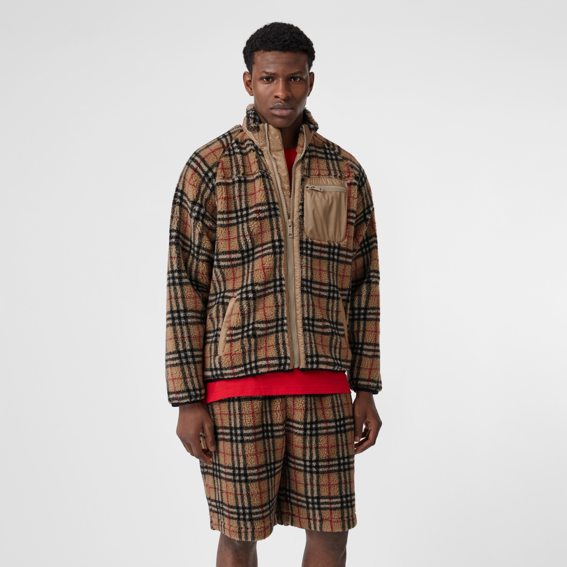 mens fleece check jacket