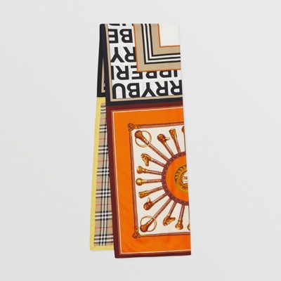 burberry archive print silk scarf