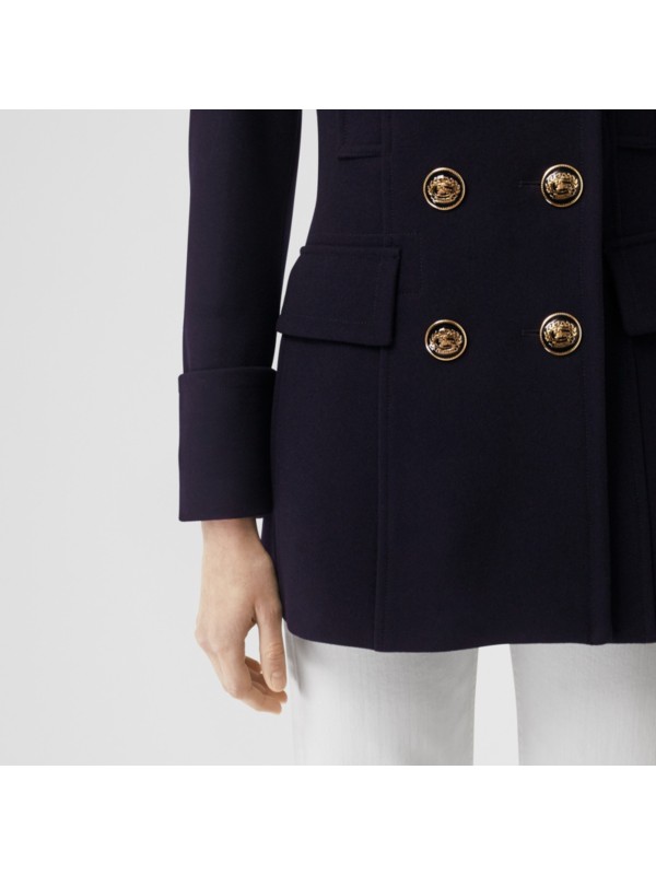 Doeskin Wool Tailored Pea Coat in Navy Women Burberry United States