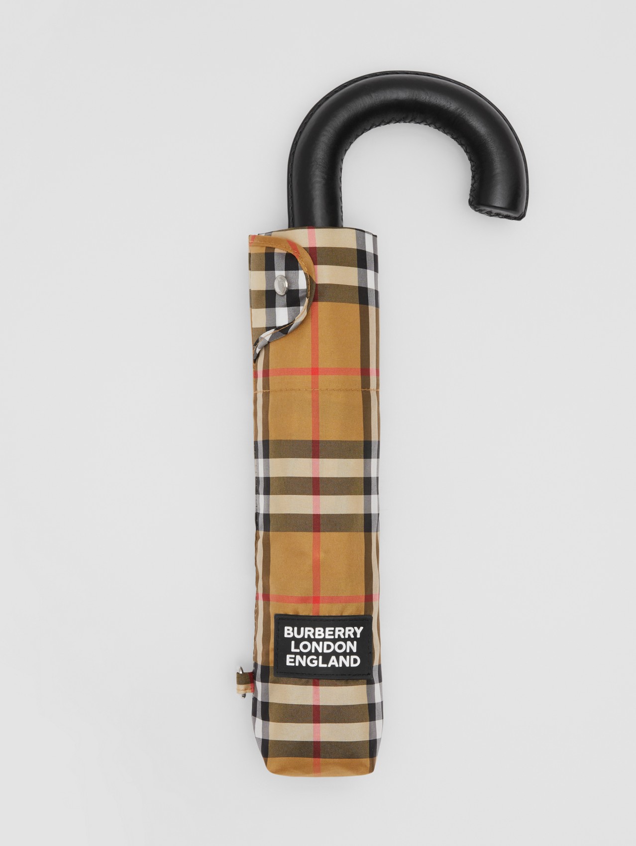 Guarda-chuva portátil em Vintage Check in Bege Clássico