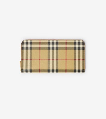BURBERRY MINI ZIP AROUND WALLET ウォレット Check Zip Wallet in Archive beige/briar brown - Women