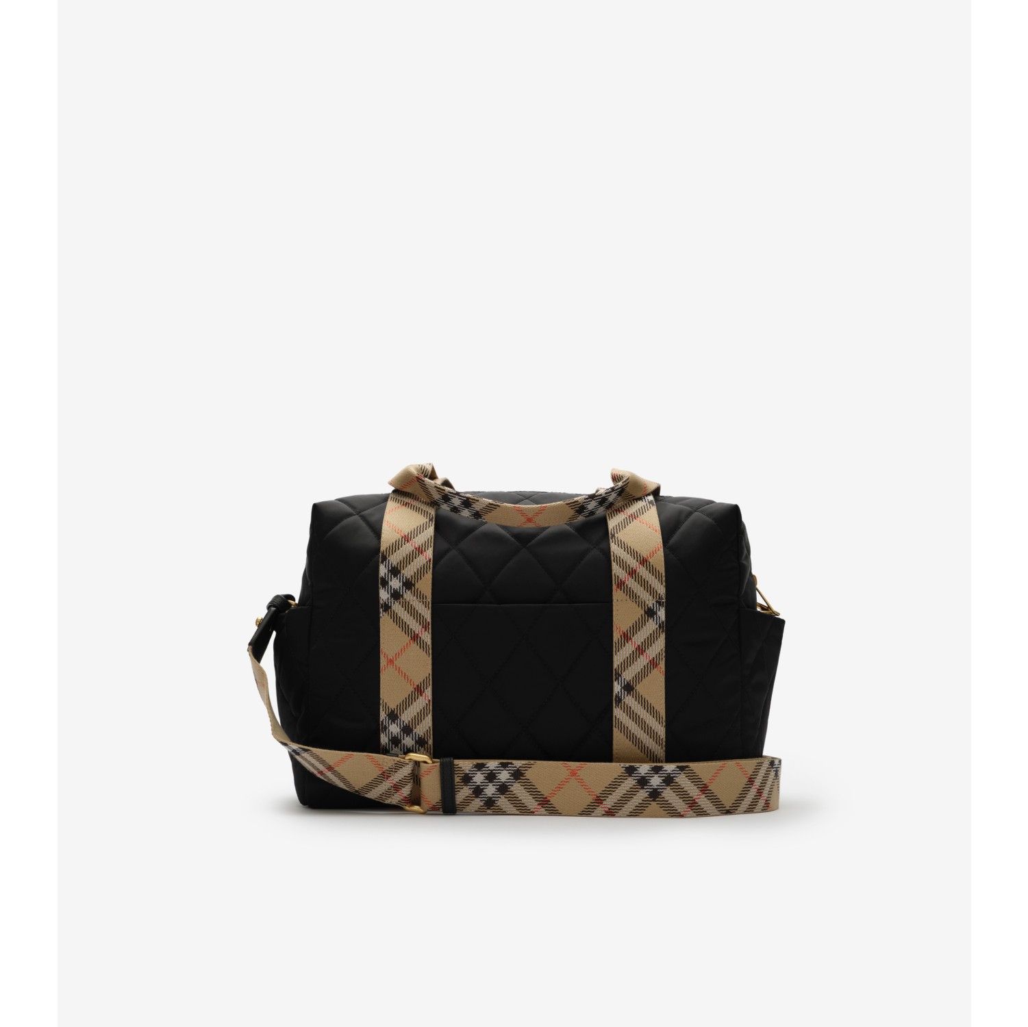 Check Trim Quilted Nylon Baby Changing Bag in Black - Children