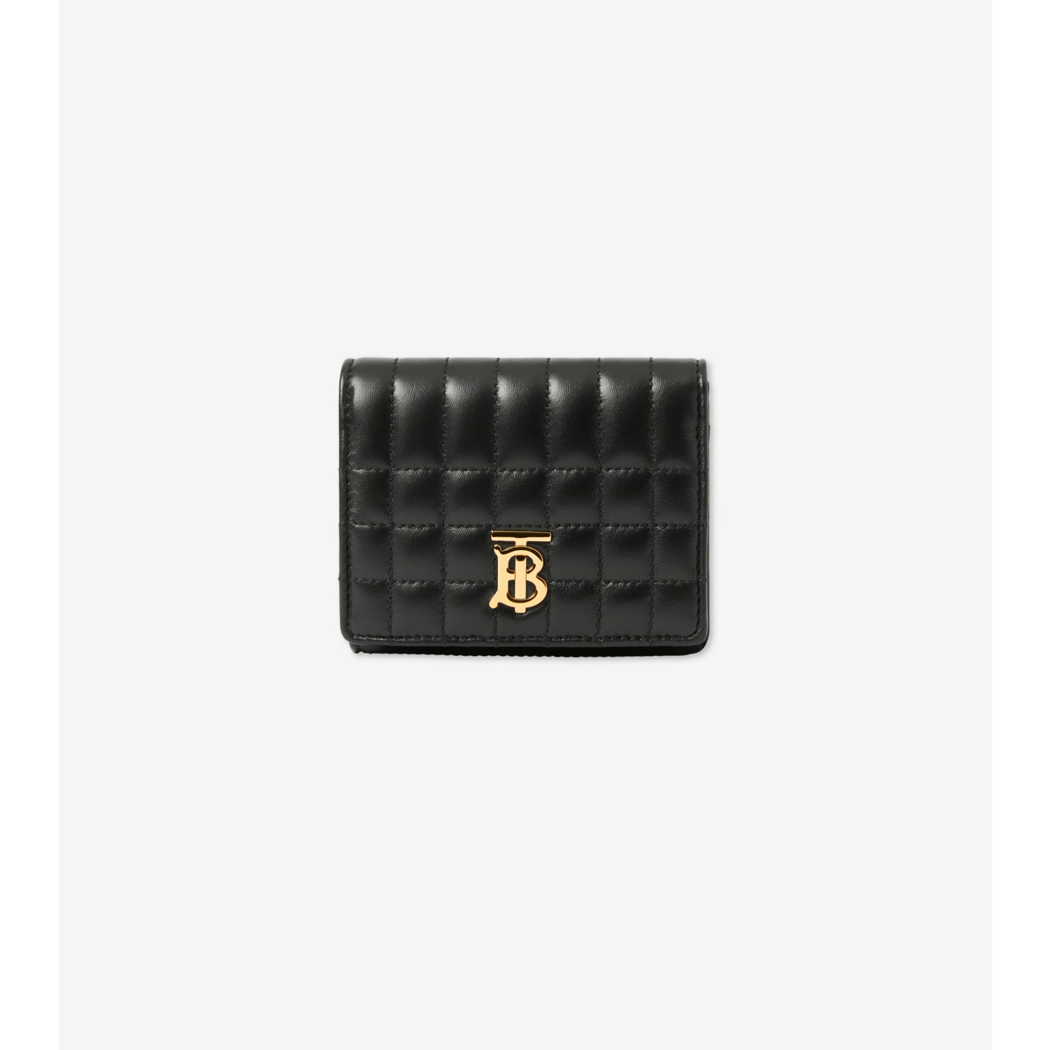 Quilted Leather Small Lola Folding Wallet in Black light gold Women Burberry Official