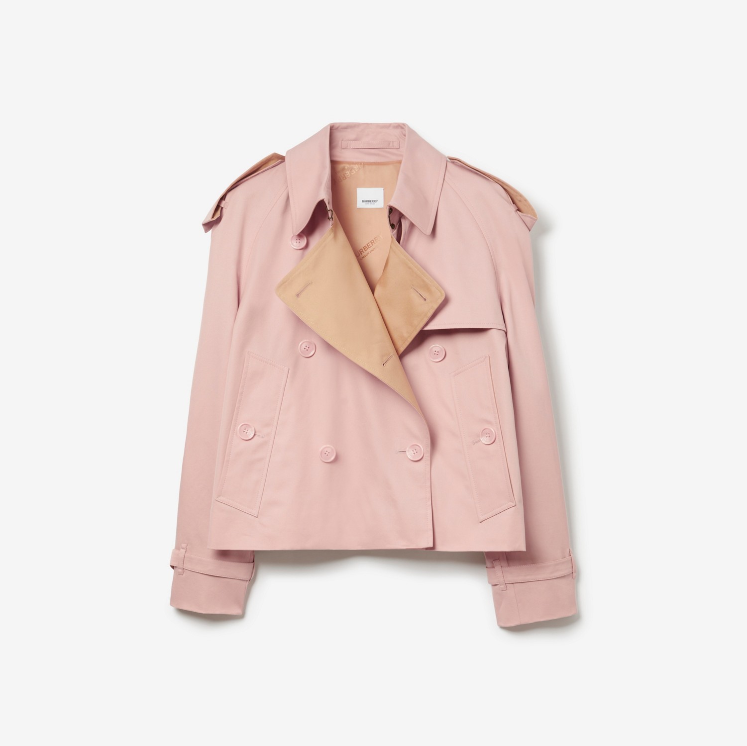 Cotton Gabardine Cropped Trench Coat in Sorbet Pink - Women | Burberry® Official