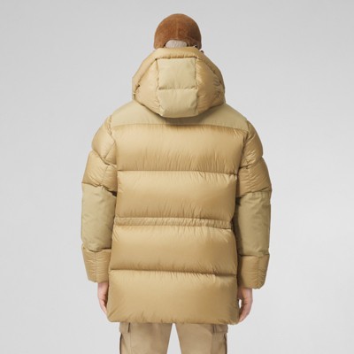 logo appliqué detachable hood puffer coat