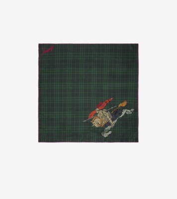 Crystal Knight Check Silk Scarf in Brigade green | Burberry® Official