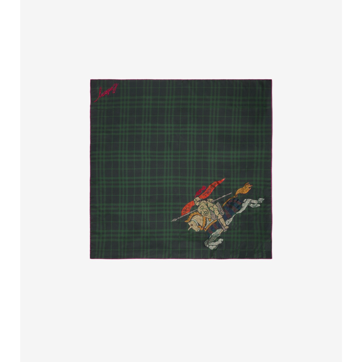 Crystal EKD Check Silk Scarf in Brigade green | Burberry® Official