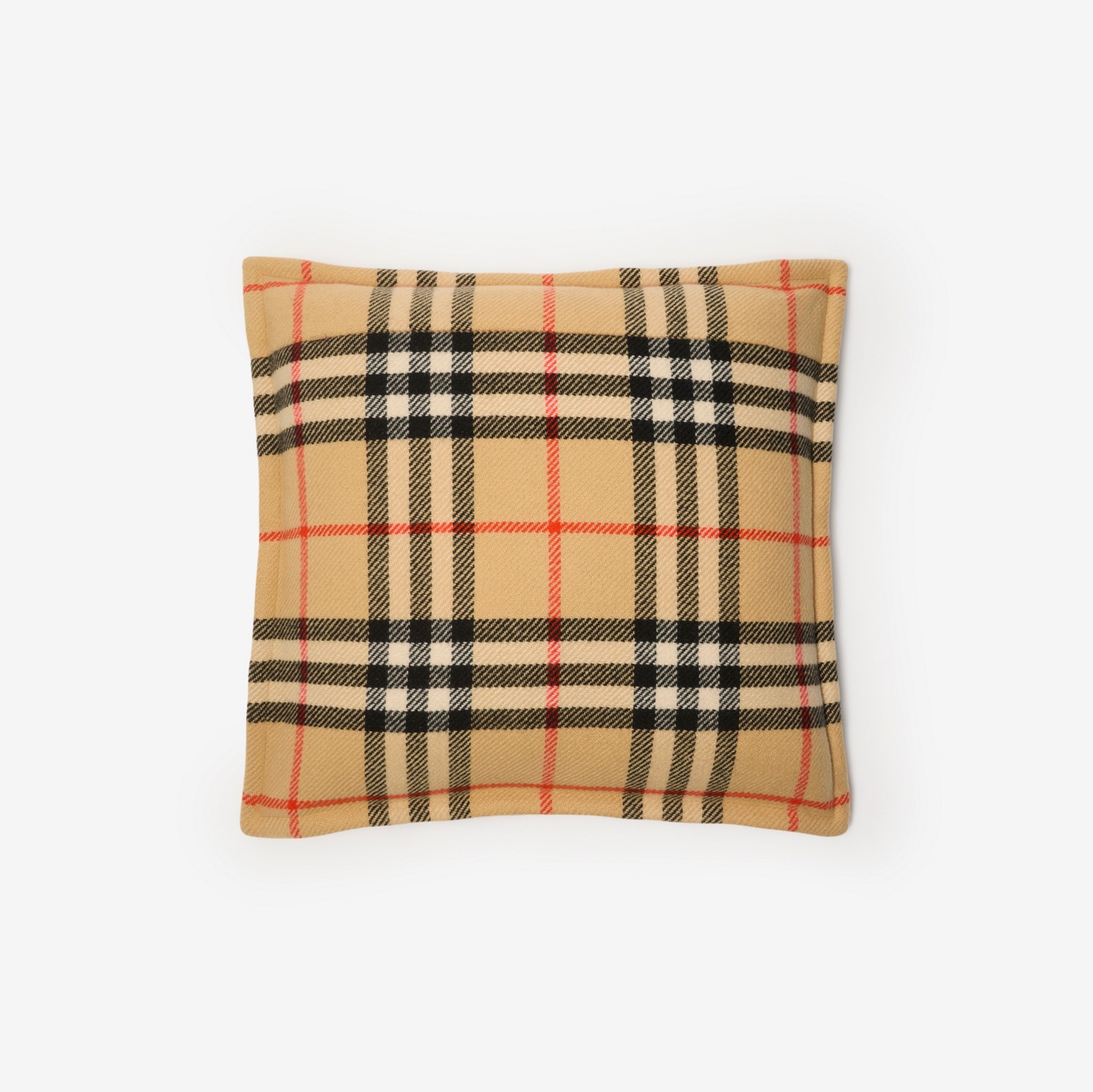 Check Wool Cashmere Cushion in Sand | Burberry® Official Check Wool Cashmere Cushion in Sand | Burberry® Official