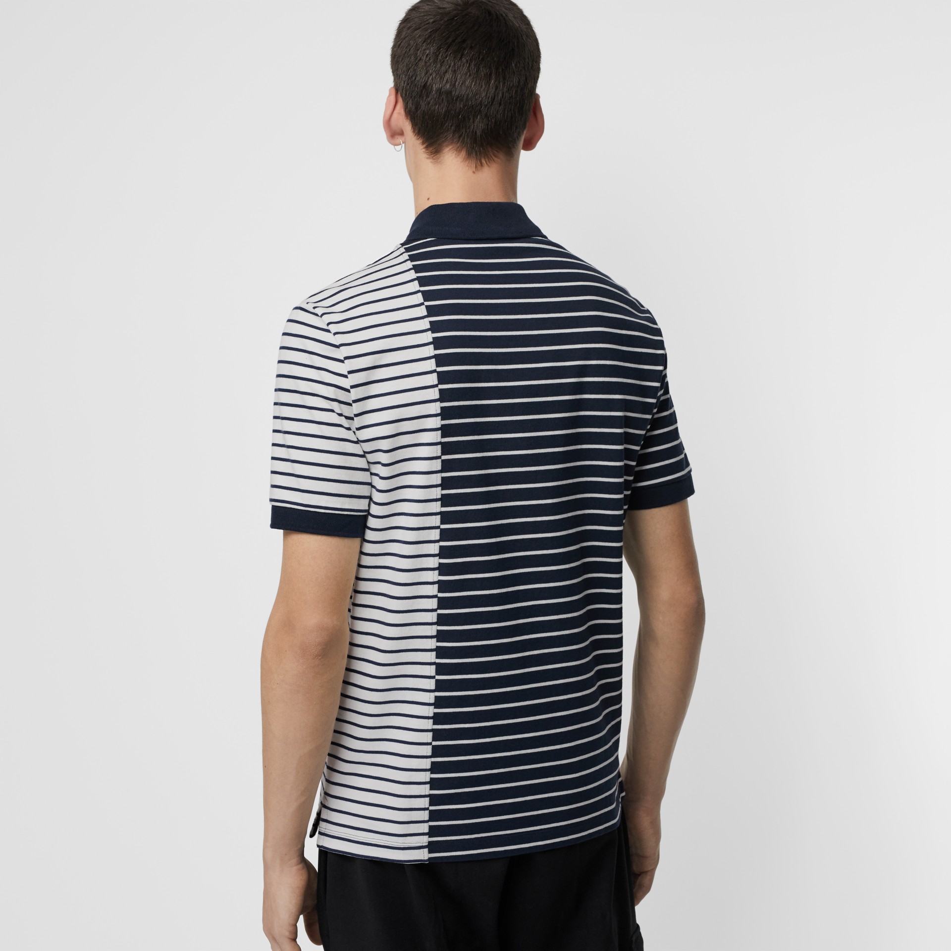 Contrast Stripe Cotton Polo Shirt in Bright Navy - Men | Burberry ...