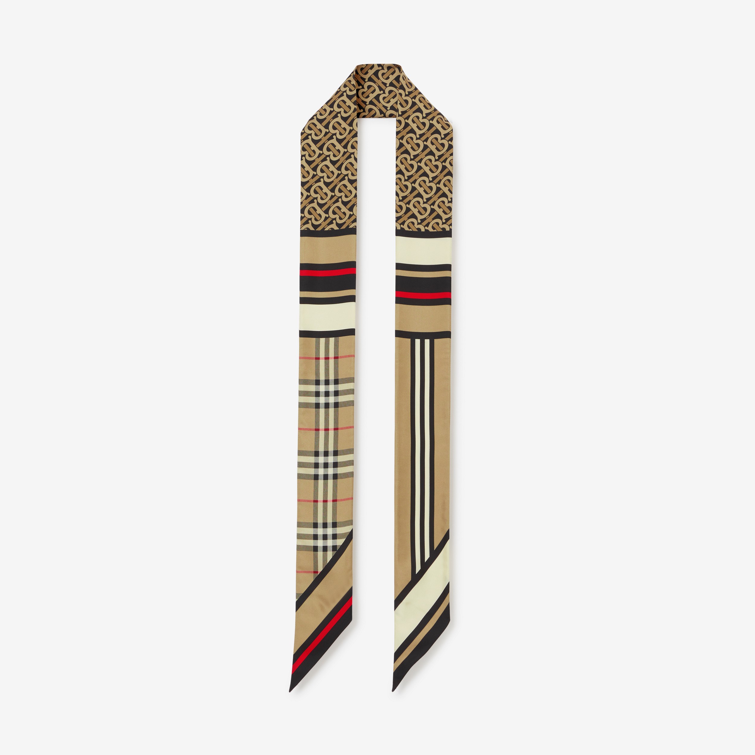 Montage Print Silk Skinny Scarf in Archive Beige | Burberry® Official - 4