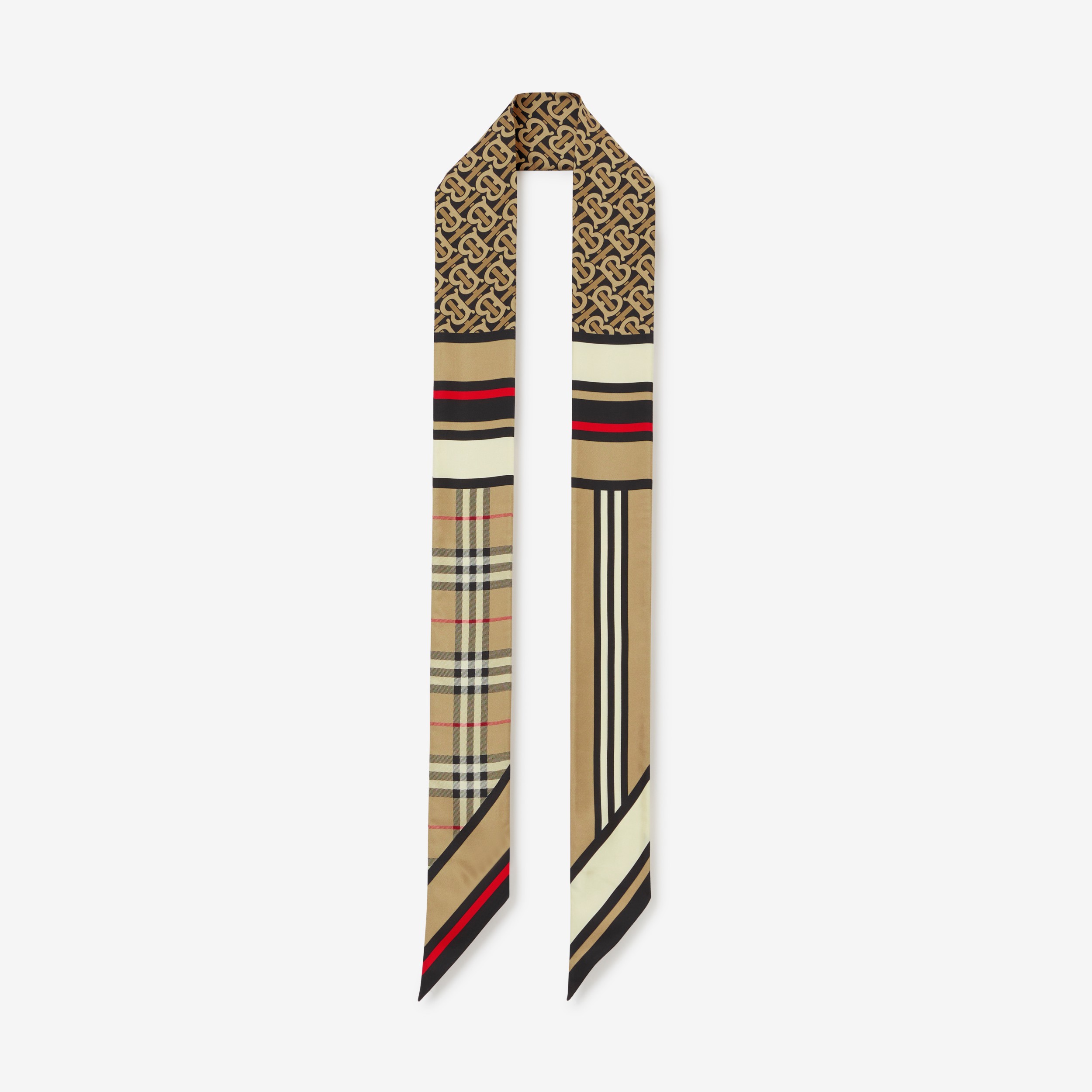 Montage Print Silk Skinny Scarf in Archive Beige | Burberry® Official