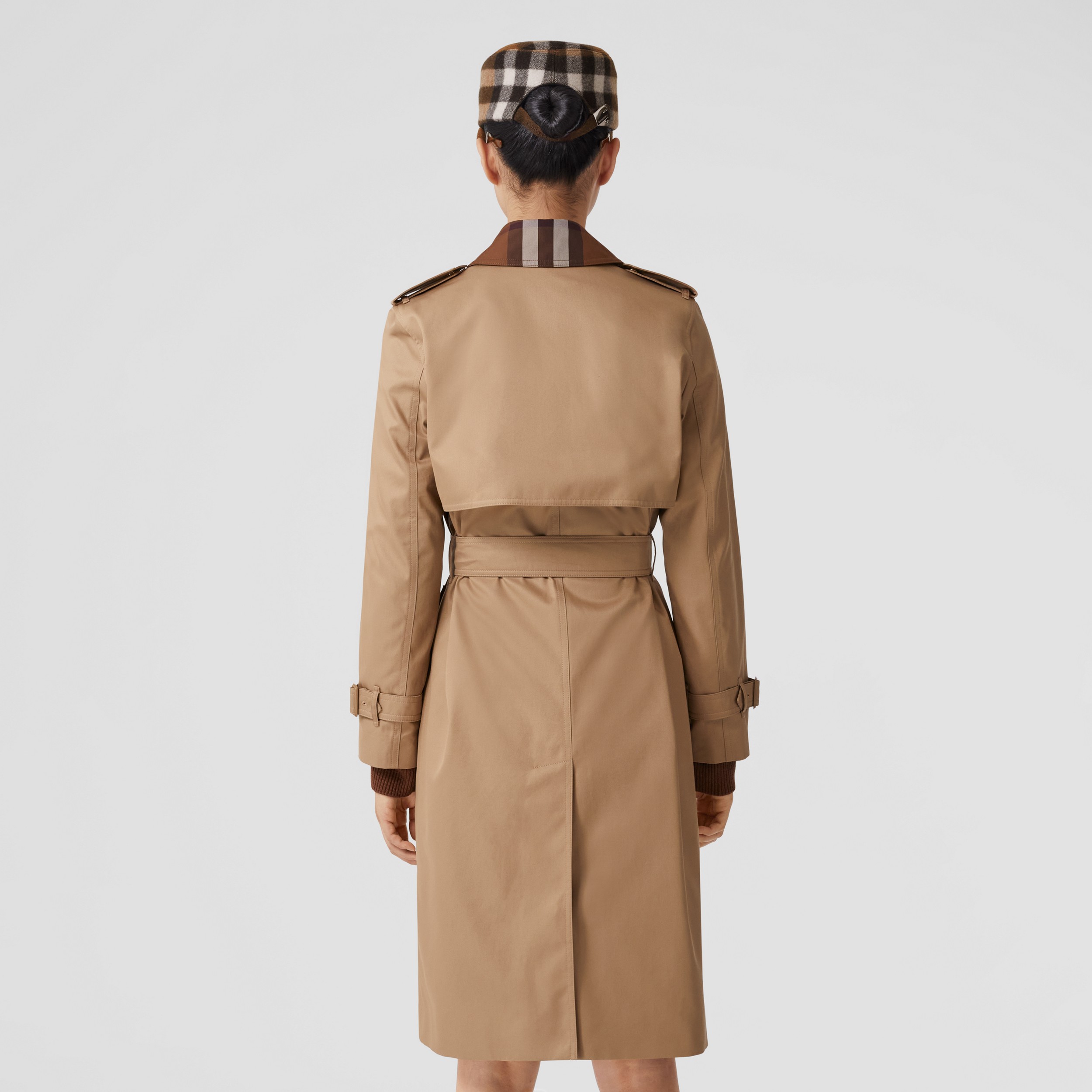 Check Panel Cotton Gabardine Trench Coat in Camel - Women | Burberry® Official - 3