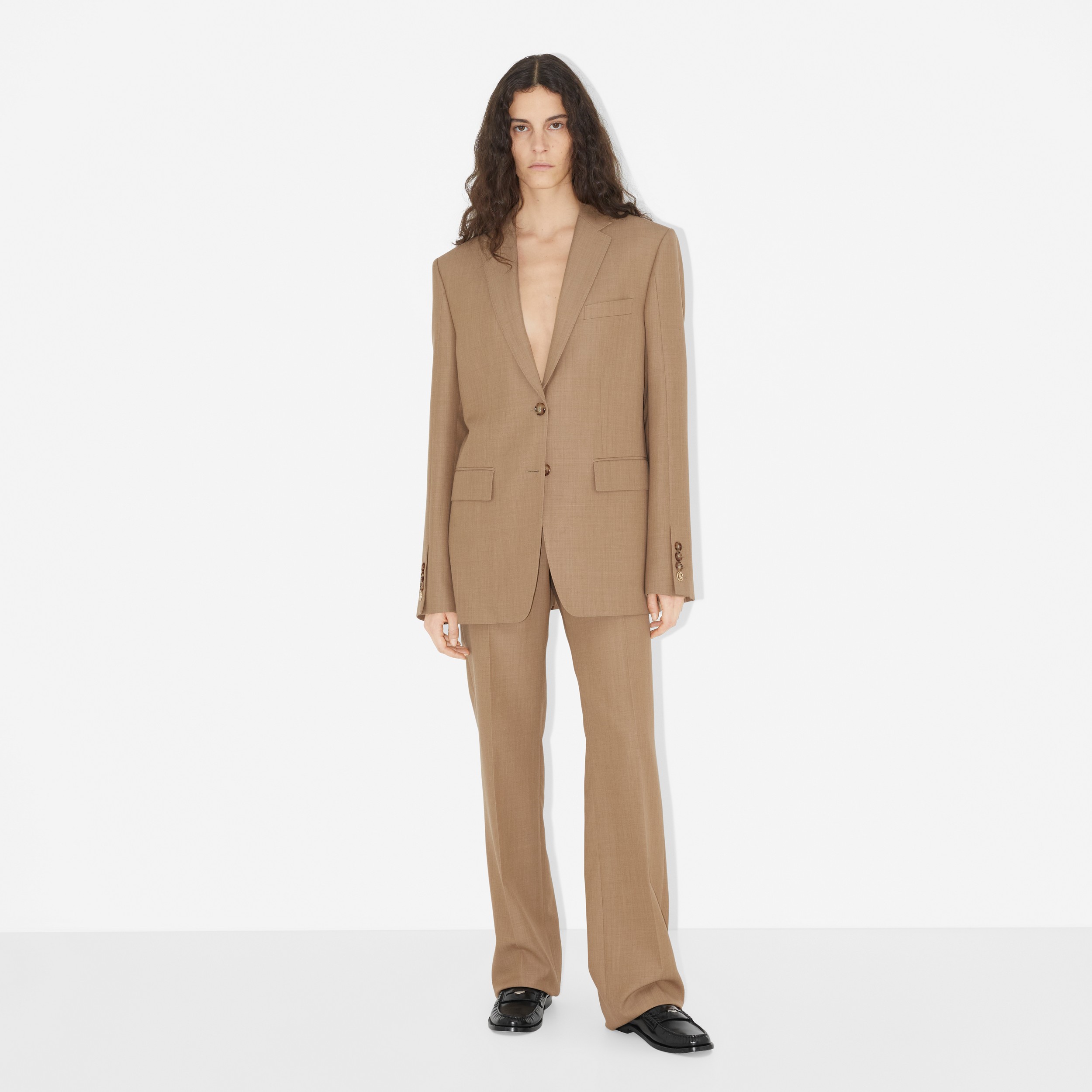 Wool Tailored Trousers in Camel Melange - Women | Burberry® Official - 2