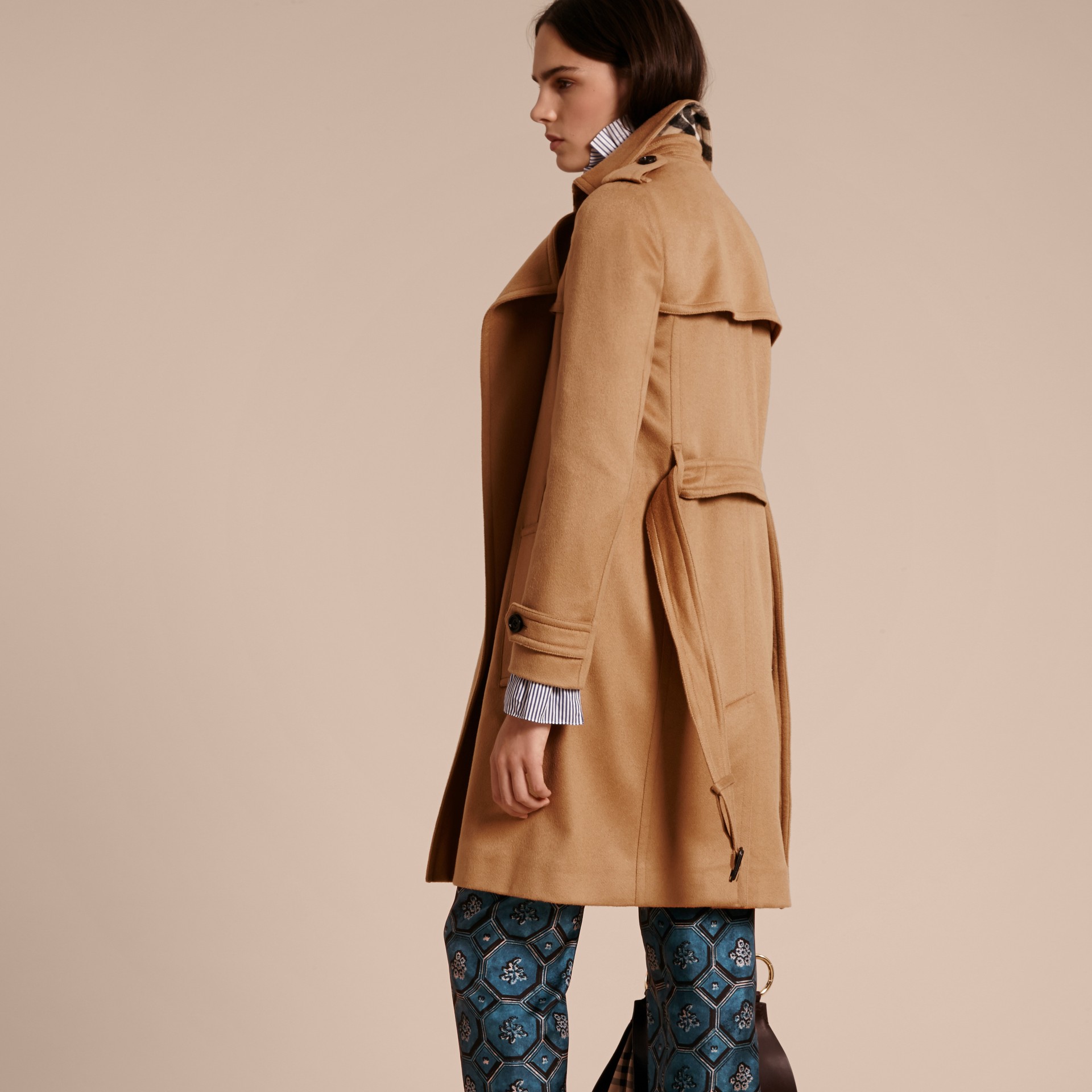 Cashmere Wrap Trench Coat in Camel Burberry United Kingdom