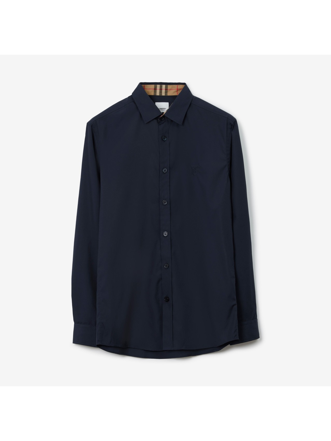 Slim Fit Monogram Motif Stretch Cotton Poplin Shirt in Black | Burberry®  Official