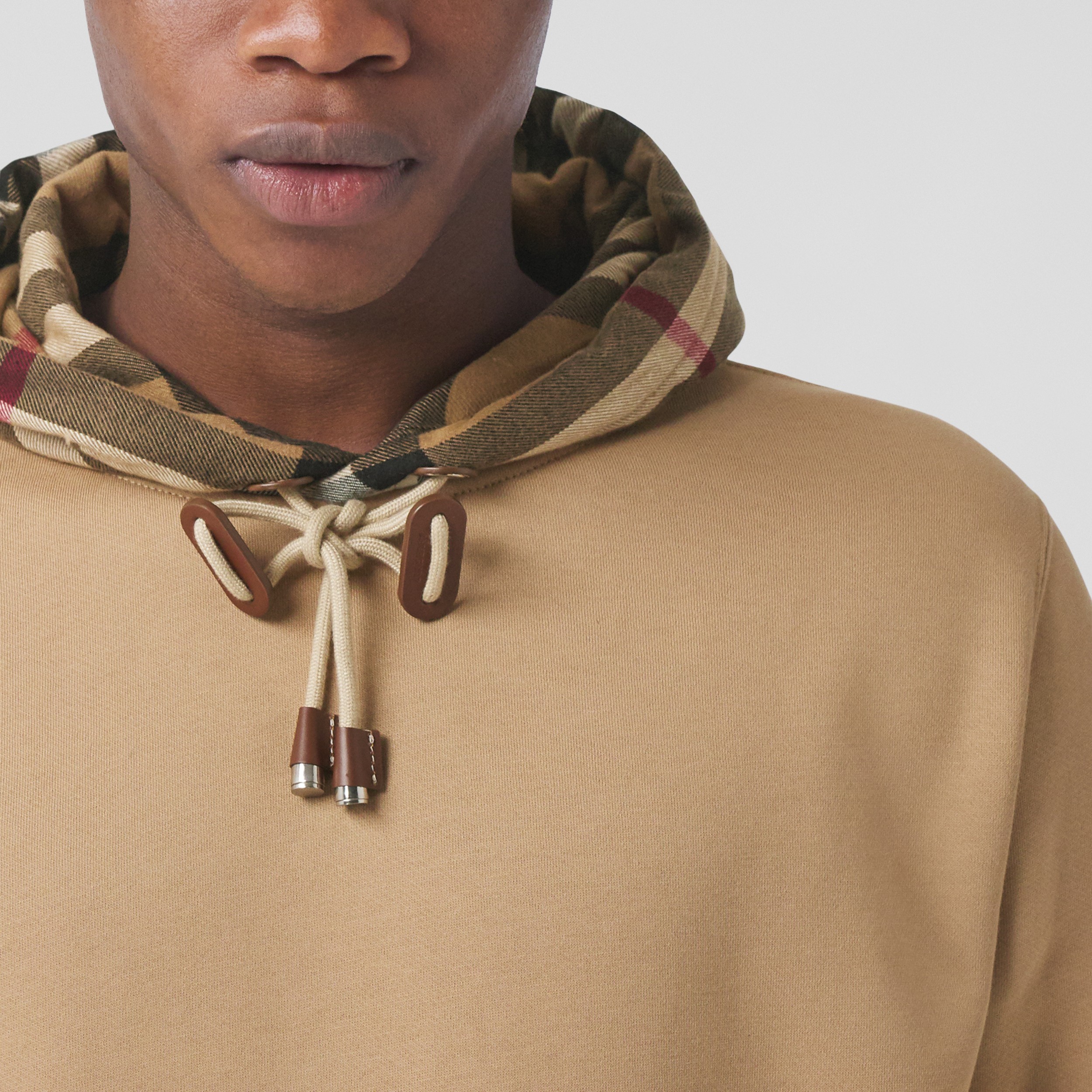 Check Hood Cotton Blend Hoodie in Camel - Men | Burberry® Official - 2