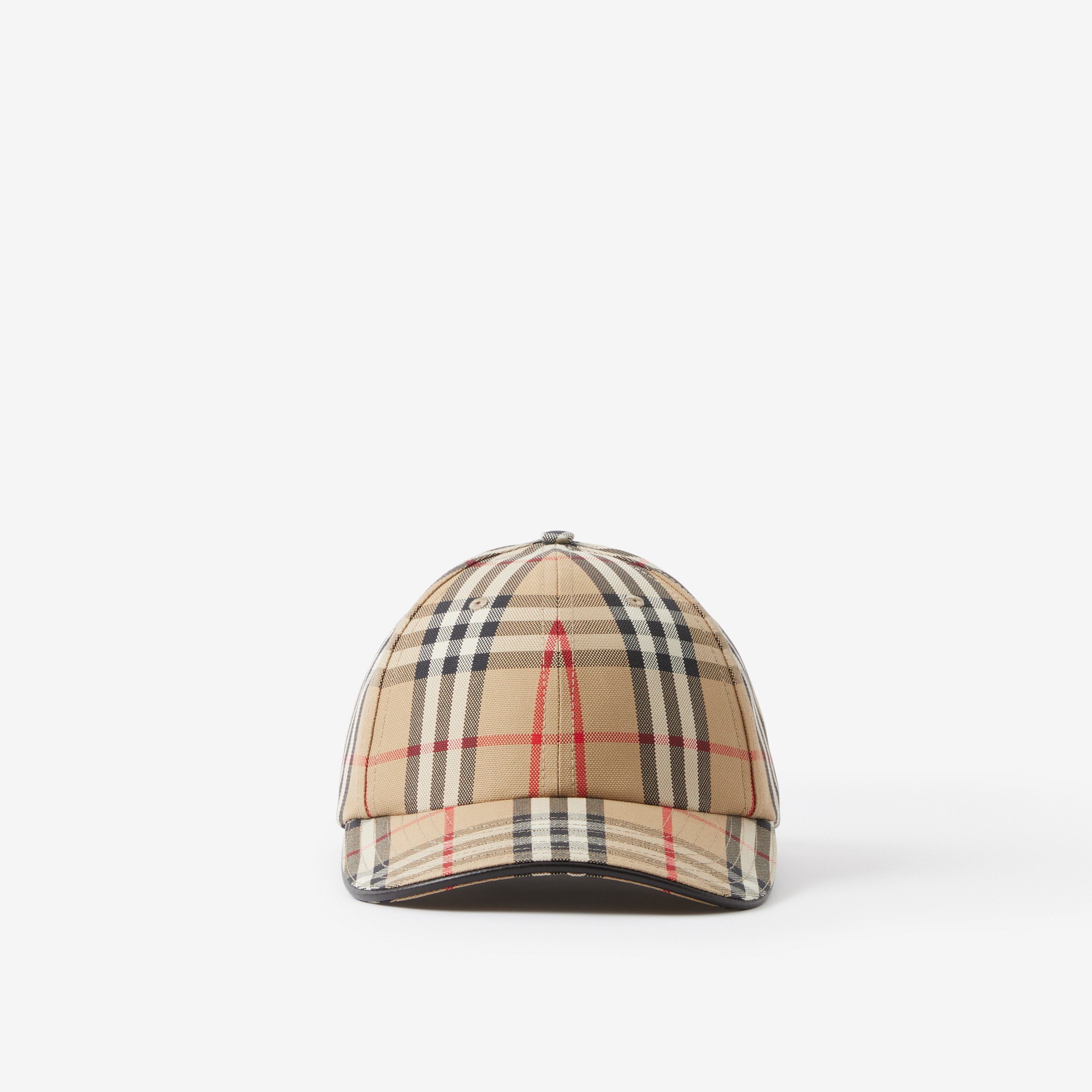 Embroidered Logo Vintage Check Cotton Baseball Cap in Archive Beige | Burberry® Official - 1