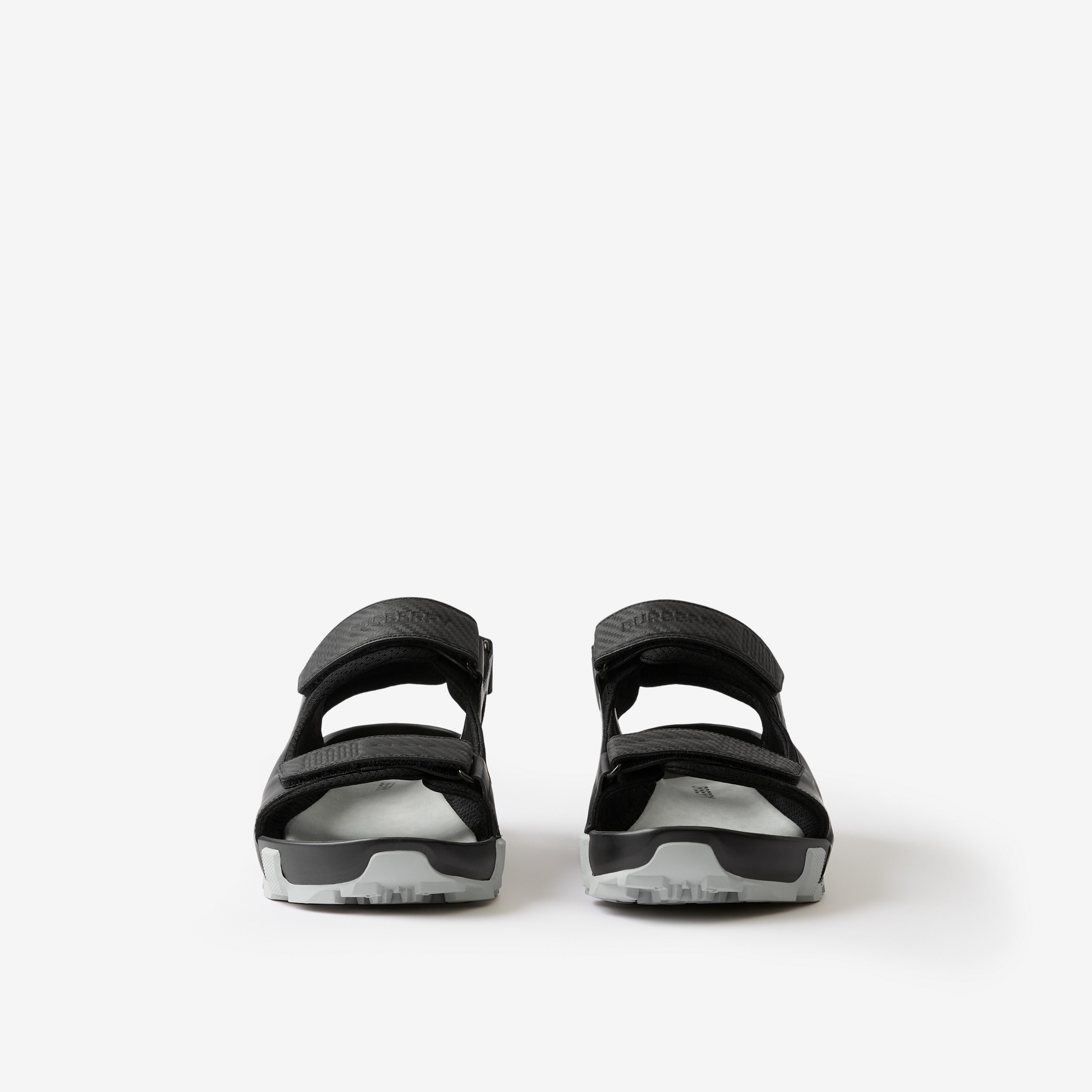 Logo print Leather and Nylon Arthur Sandals in Black - Men | Burberry® Official - 2