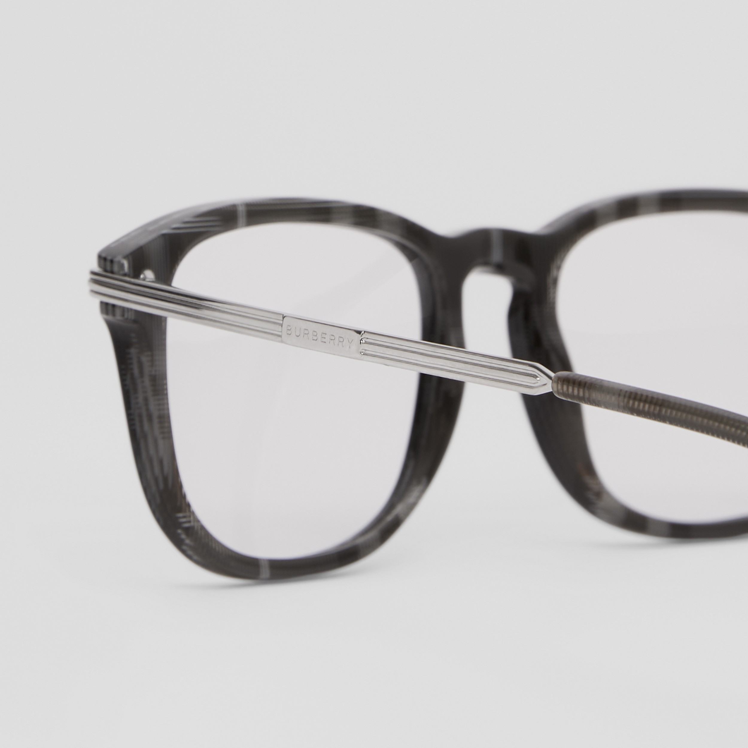 Check Detail Rectangular Optical Frames in Black - Men | Burberry® Official - 2