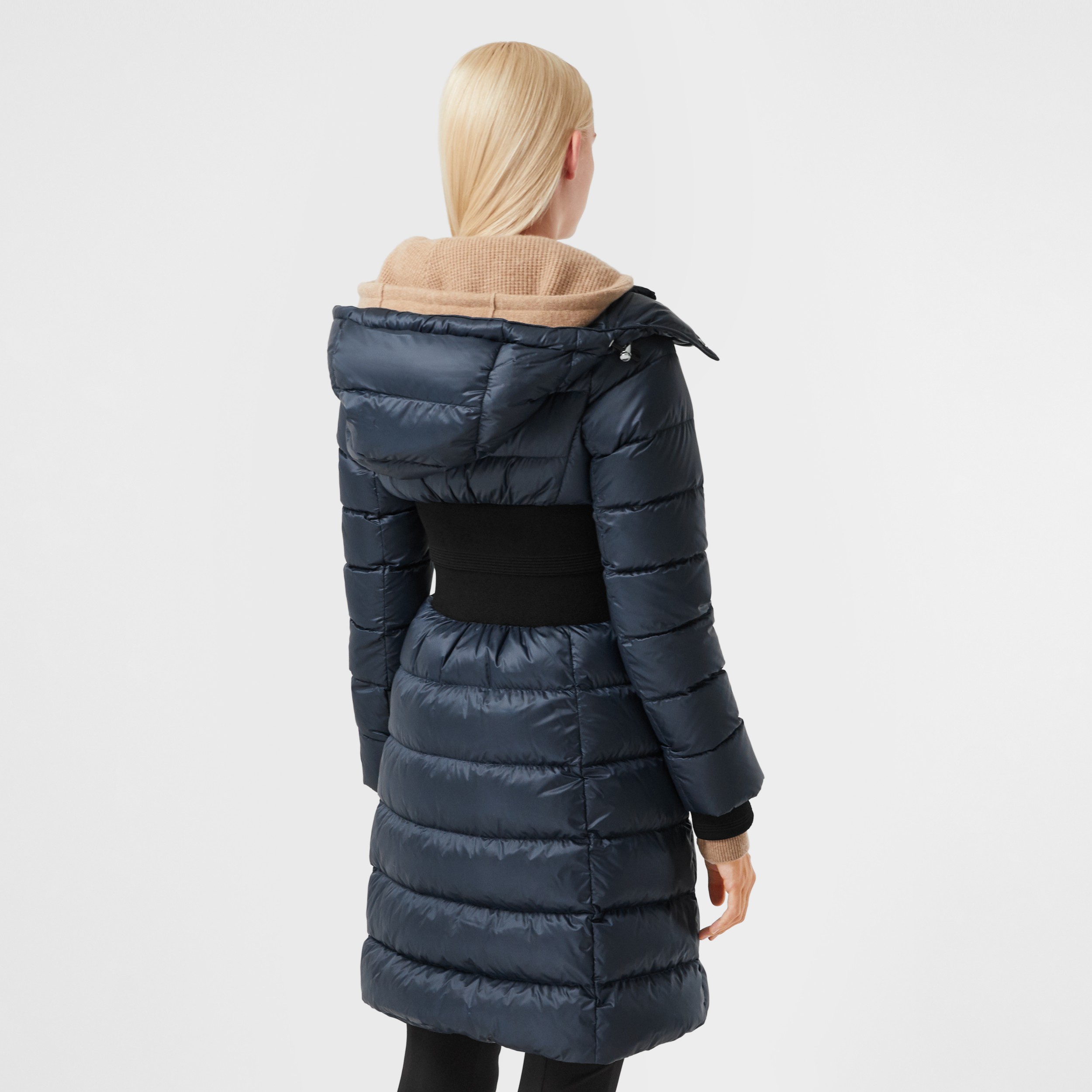 Detachable Hood Recycled Nylon Puffer Coat in Midnight Blue - Women ...