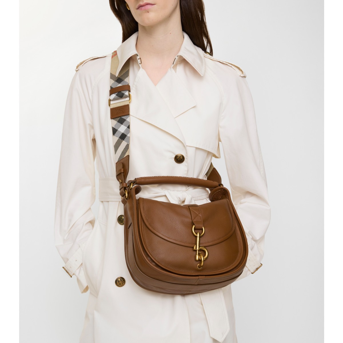  Check Small B Clip Messenger Bag