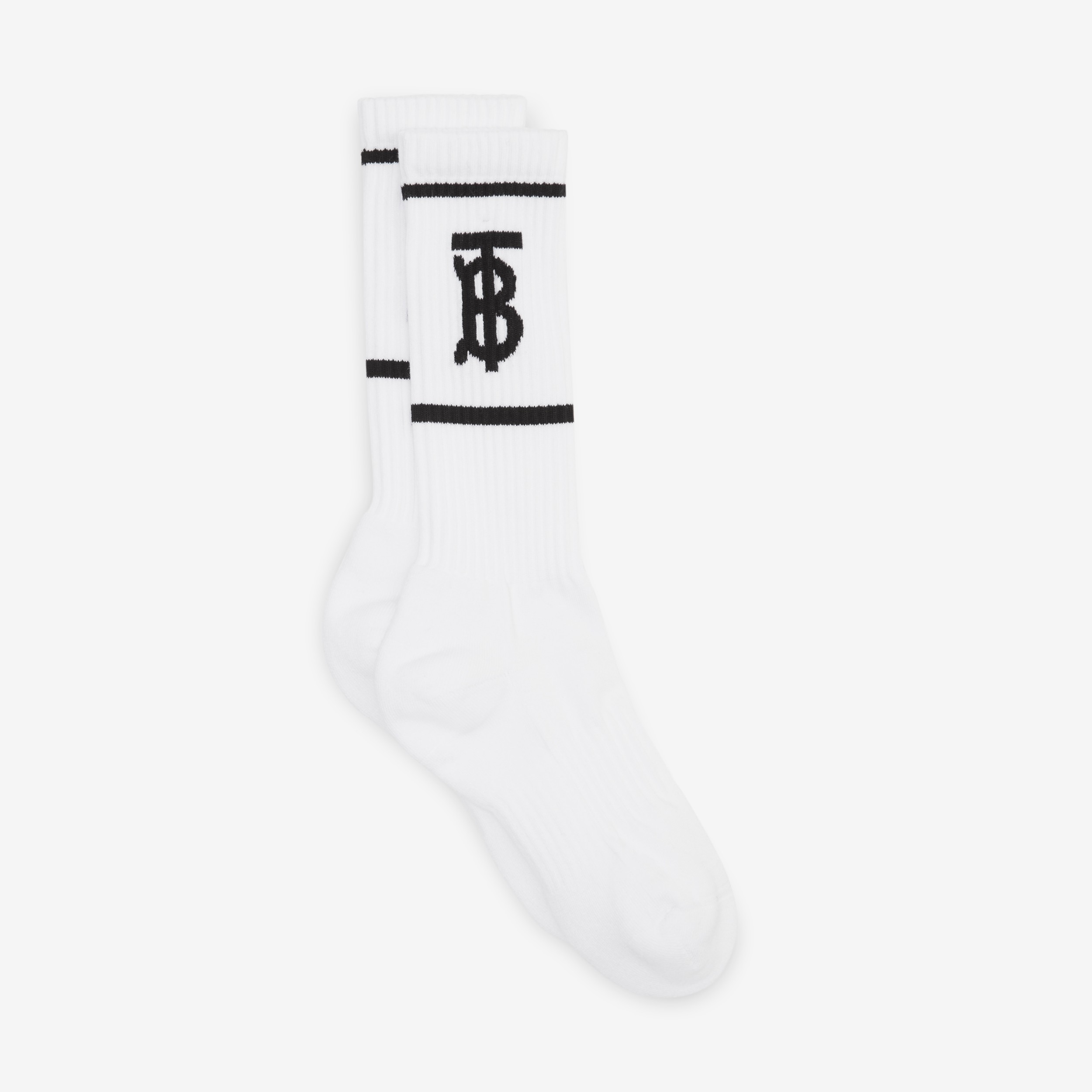 Monogram Motif Intarsia Socks in White | Burberry® Official - 2