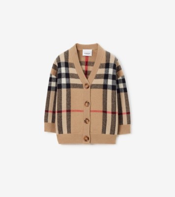 チェック ウールカシミア カーディガン (アーカイブベージュ) - チルドレンズ | Burberry®公式サイト