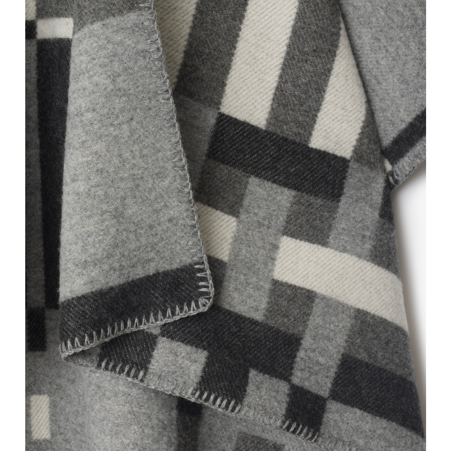 Colour Block Check​ Wool Cape