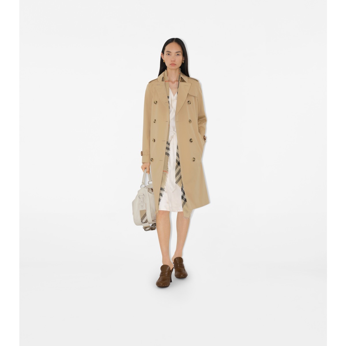 Check Long Kensington Heritage Trench Coat