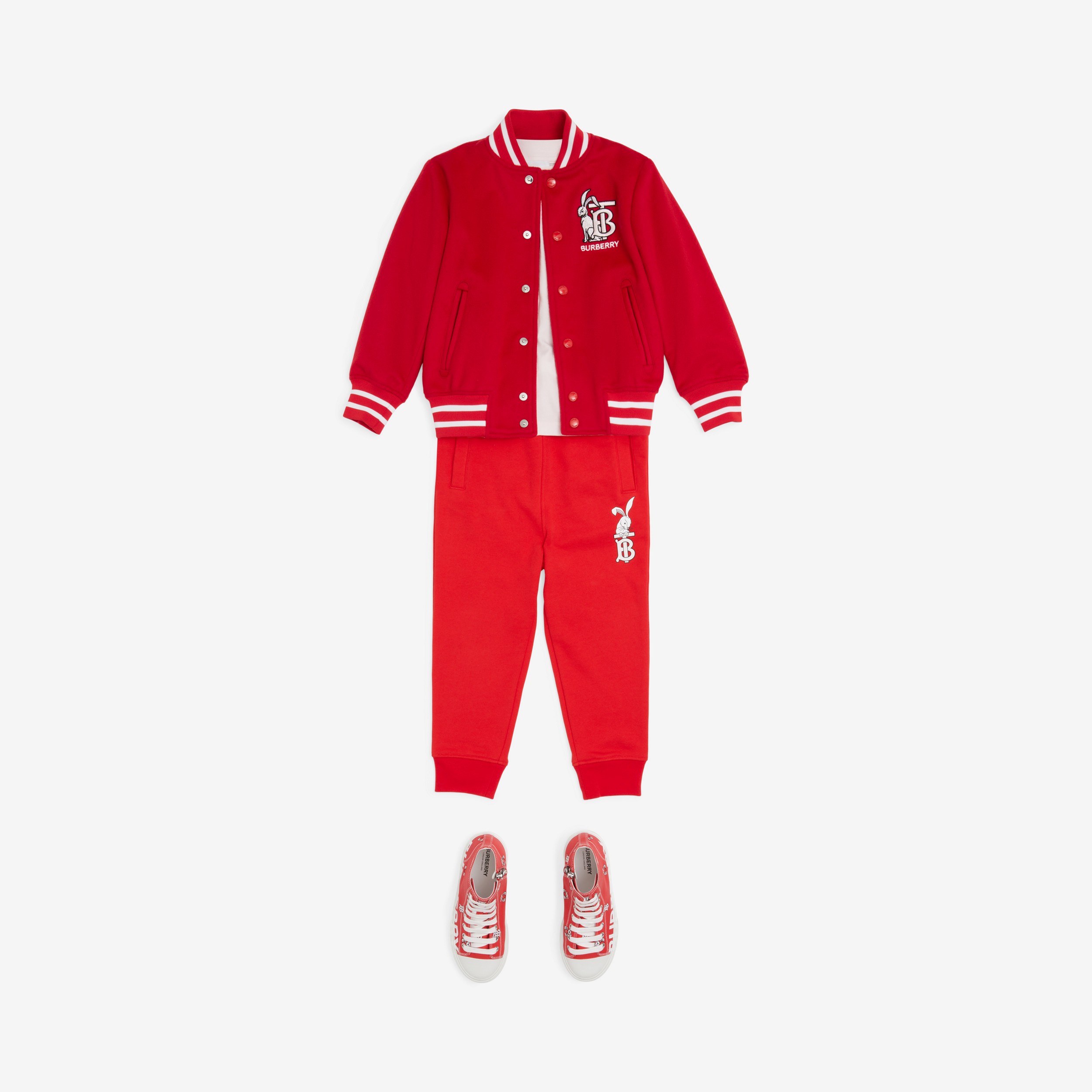Jaqueta bomber de cashmere e lã com bordado de coelho (Vermelho Intenso) | Burberry® oficial - 3