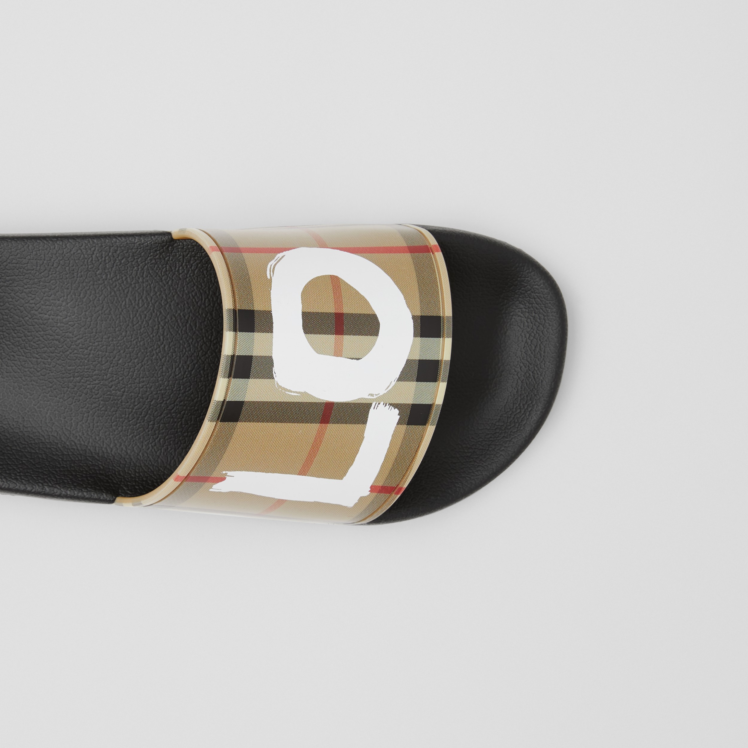 vintage check slides burberry