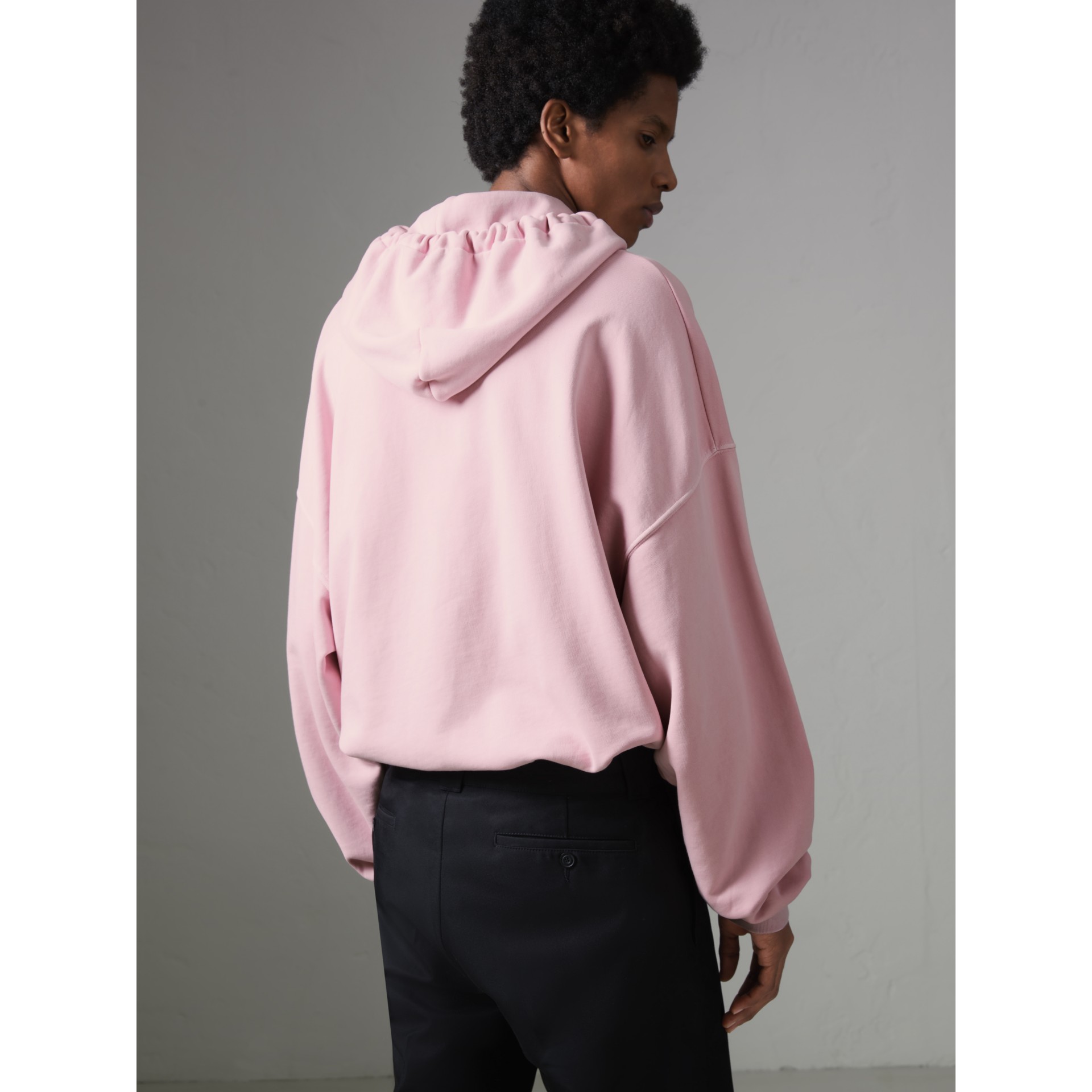 Equestrian Logo Embroidery Cotton Oversized Hoodie In Light Pink