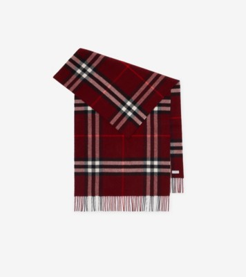 ワイド チェック カシミアスカーフ (ストーンベージュ) | Burberry
