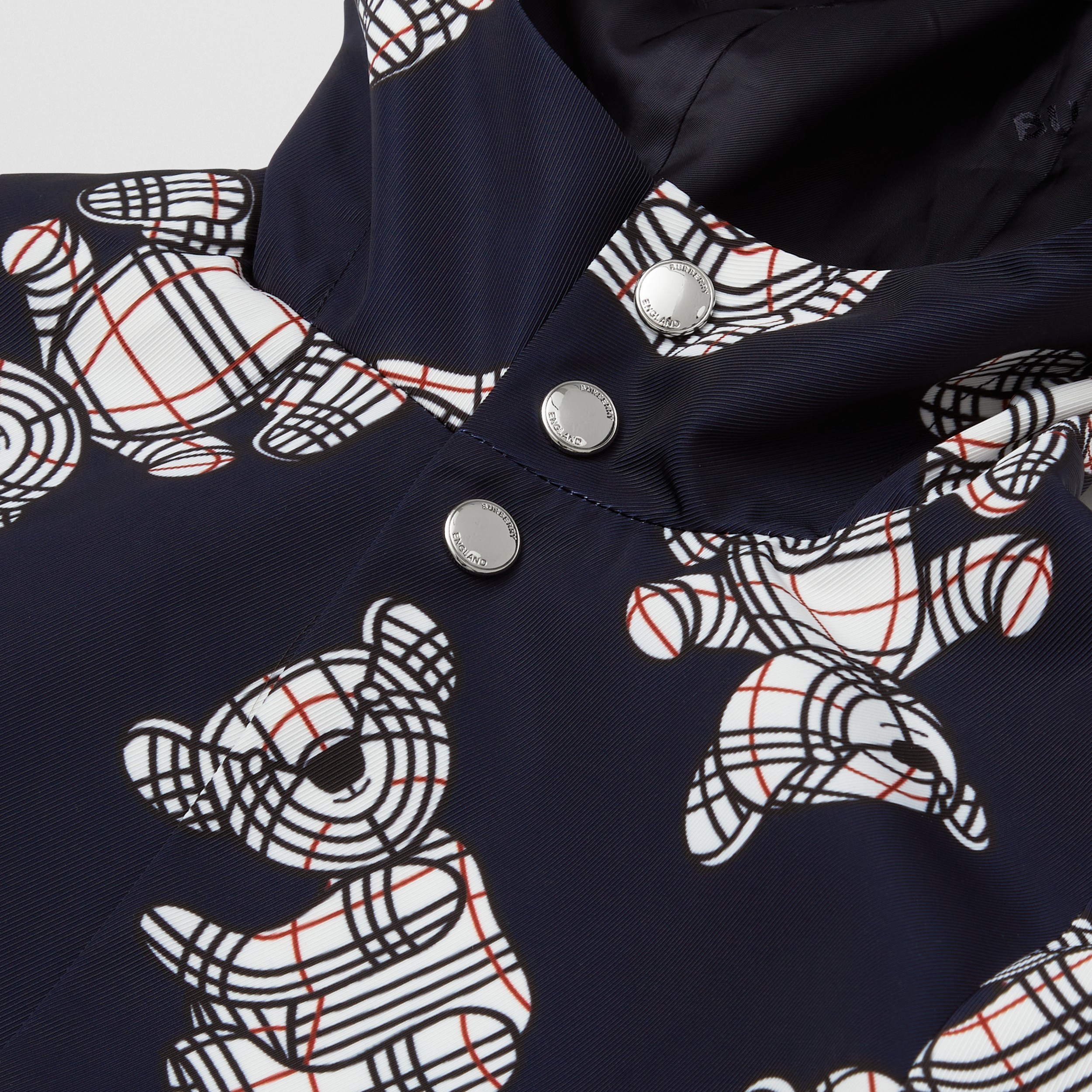 Thomas Bear Print Hooded Coat in Midnight | Burberry® Official - 2