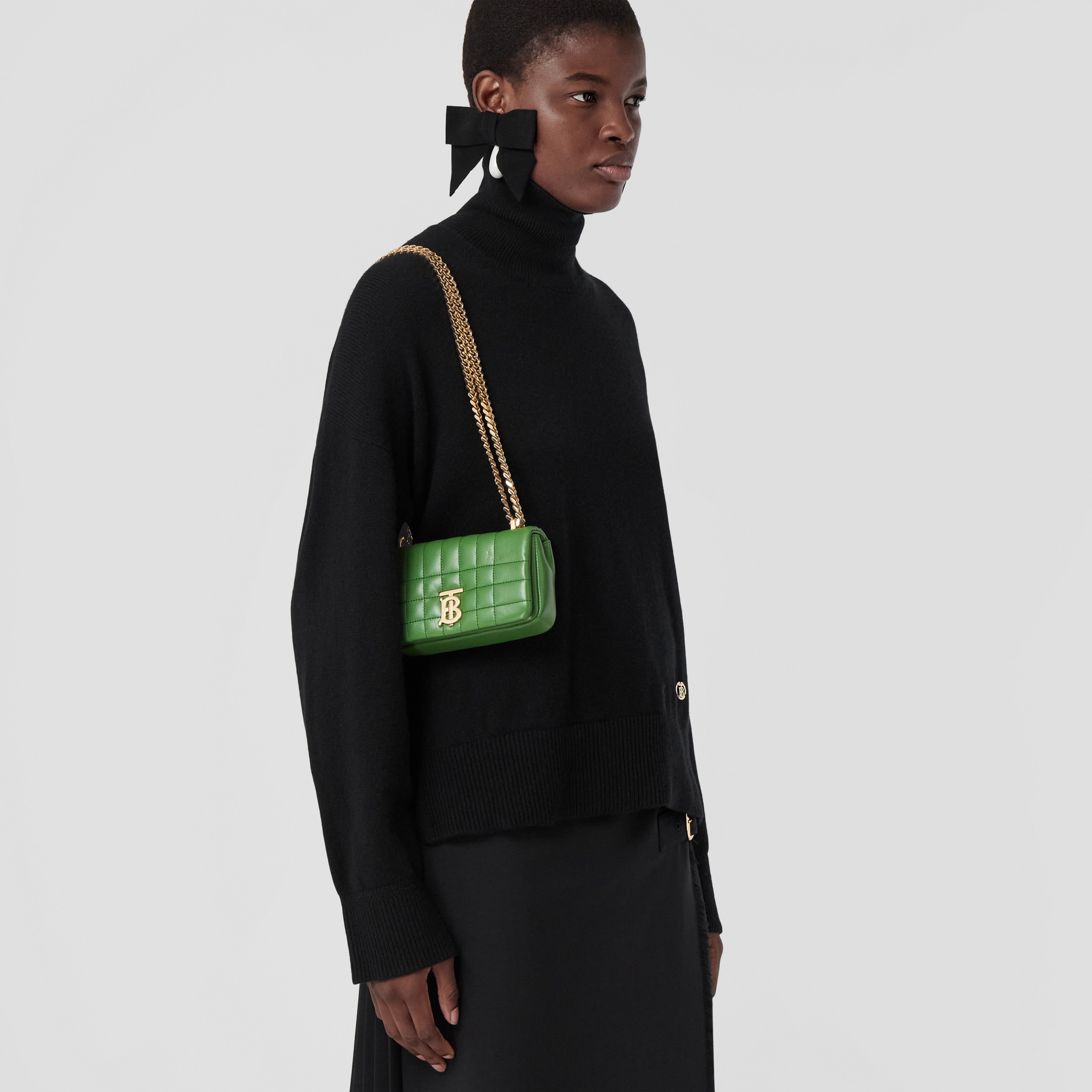 Quilted Leather Mini Lola Bag in Deep Emerald Green - Women | Burberry® Official - 3