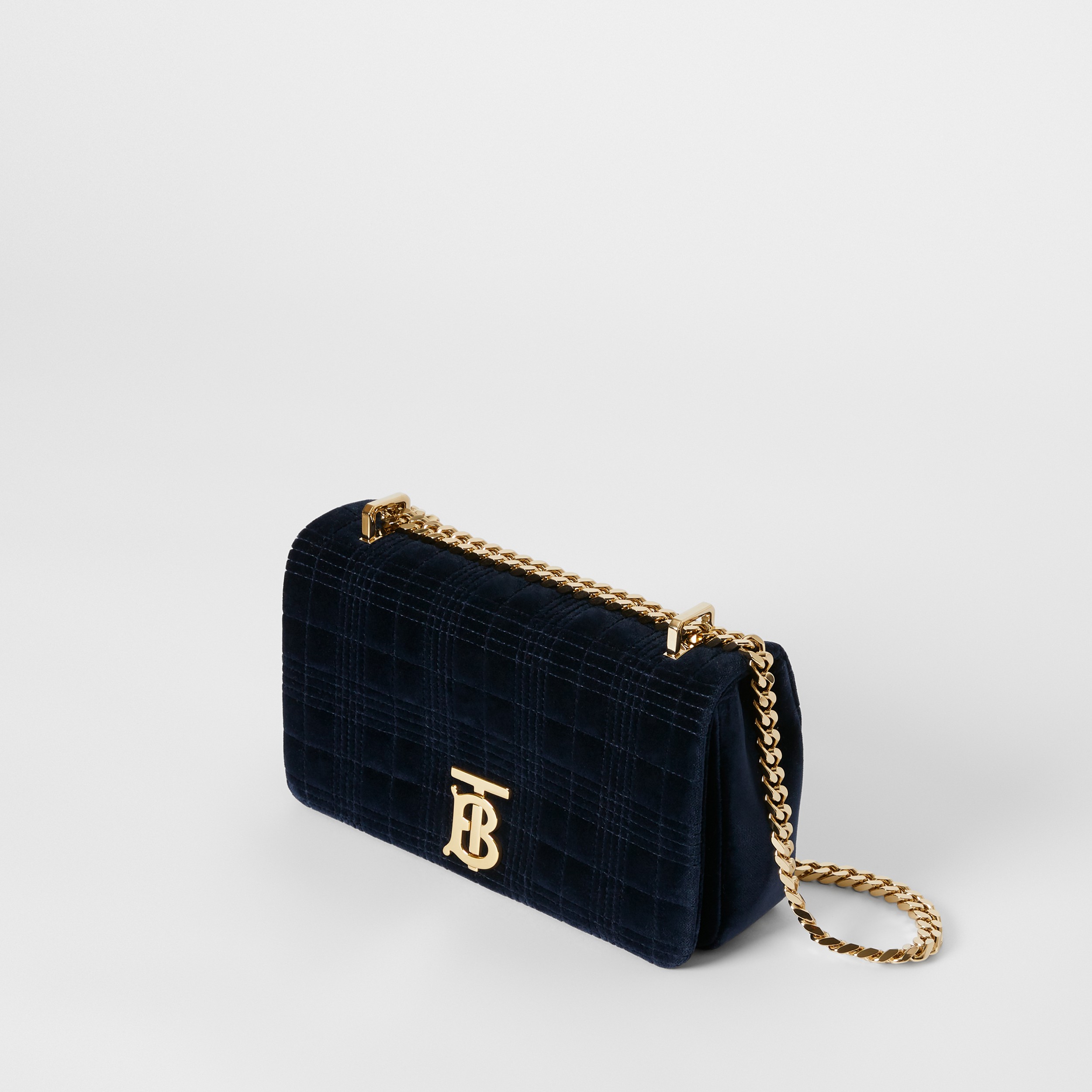 Small Quilted Velvet Lola Bag in Navy - Women | Burberry United States